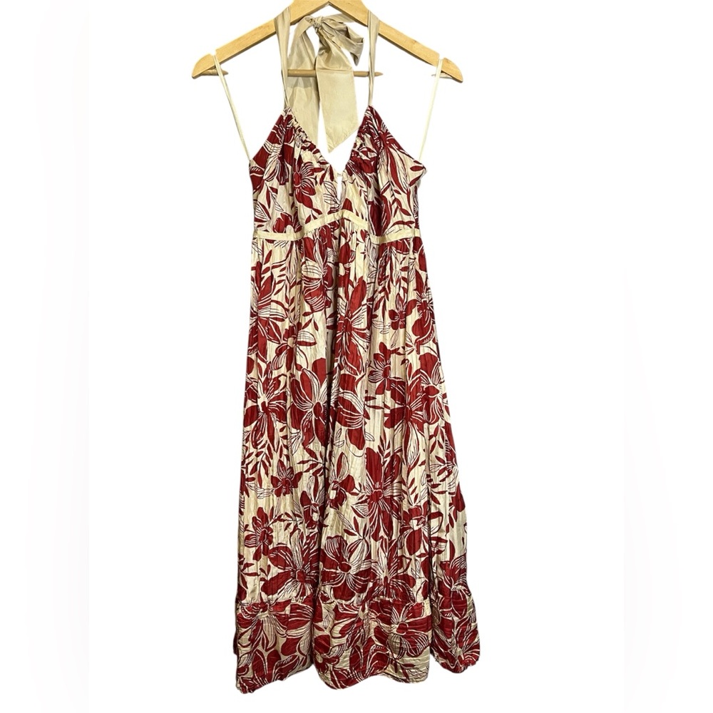 Elegant Banana Republic Floral Silk Halter Dress